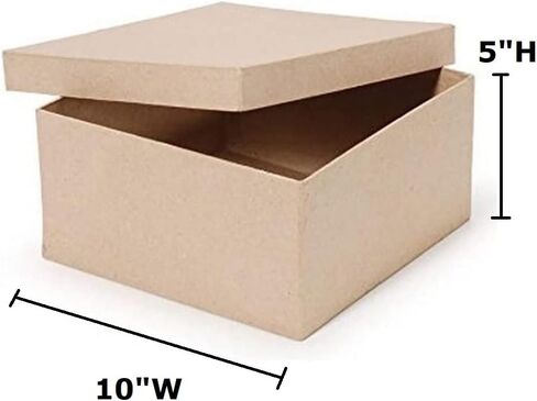 مربع مربع مربعة للورق - (10 "× 10" × 5 "ح) - صندوق هدايا من الورق المقوى مع غطاء - DIY جاهز للطلاء وتفكيك وتزيين المشاريع الحرف والديكور in Kuwait