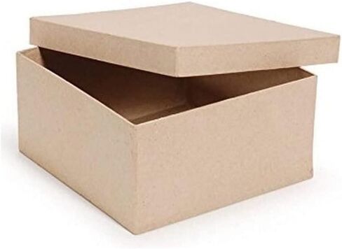 مربع مربع مربعة للورق - (10 "× 10" × 5 "ح) - صندوق هدايا من الورق المقوى مع غطاء - DIY جاهز للطلاء وتفكيك وتزيين المشاريع الحرف والديكور in Kuwait