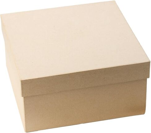 مربع مربع مربعة للورق - (10 "× 10" × 5 "ح) - صندوق هدايا من الورق المقوى مع غطاء - DIY جاهز للطلاء وتفكيك وتزيين المشاريع الحرف والديكور in Kuwait