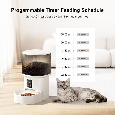 Darlipet Automatic cat Feeder,4L Auto cat Feeder,Programmable Meal & Portions,Freshness Protection, Automatic Cat Food Dispenser for Cats & Dogs, Back-up Battery, Easy to Set up & Clean in Saudi Arabia