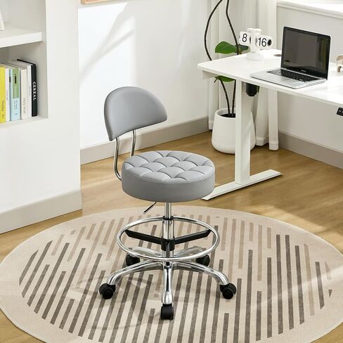 Drafting Stool with Back (Swivel Chair with Quiet Wheels) (Adjustable Height 20-27 inch) Rolling Office Swivel Stool (Gray) in Kuwait