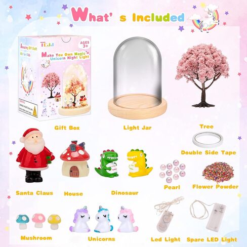 ضوء ليلي يونيكورن ، TCJJ DIY Night Light- اصنع نورًا ليليًا خاصًا به ، هدايا وحيدات للبنات ، وحيدات حورية البحر حرفة هدايا عيد ميلاد هدايا عيد الميلاد لمدة 4 ، 5 ، 6 ، 7 ، 8 سنوات الفتيات in Kuwait