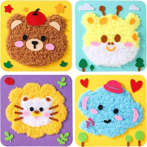 Vanttokeey DIY Embroidery Doll Set, 4pcs Cute Cartoon Animal Sewing Craft Kit Sewing Craft Kit Sewing Projects Yarn Board (Duckling + Piglet + Frog + Rabbit) in Kuwait