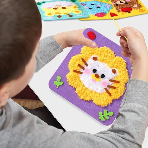 Vanttokeey DIY Embroidery Doll Set, 4pcs Cute Cartoon Animal Sewing Craft Kit Sewing Craft Kit Sewing Projects Yarn Board (Duckling + Piglet + Frog + Rabbit) in Kuwait