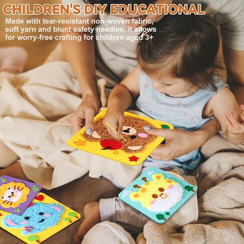 Vanttokeey DIY Embroidery Doll Set, 4pcs Cute Cartoon Animal Sewing Craft Kit Sewing Craft Kit Sewing Projects Yarn Board (Duckling + Piglet + Frog + Rabbit) in Kuwait