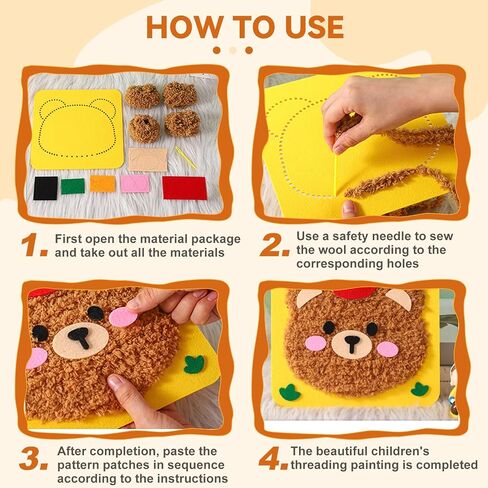 Vanttokeey DIY Embroidery Doll Set, 4pcs Cute Cartoon Animal Sewing Craft Kit Sewing Craft Kit Sewing Projects Yarn Board (Duckling + Piglet + Frog + Rabbit) in Kuwait