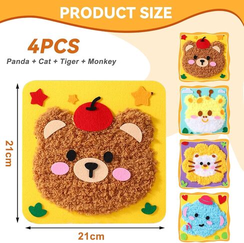Vanttokeey DIY Embroidery Doll Set, 4pcs Cute Cartoon Animal Sewing Craft Kit Sewing Craft Kit Sewing Projects Yarn Board (Duckling + Piglet + Frog + Rabbit) in Kuwait
