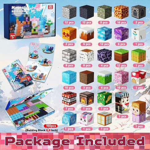 Magnetic Building Blocks - 150PCS Magnet Block Cubes Dark Hell Forest Castle, STEM Toy Building Sets for Kids Age 3+, Montessori Stacking Construction Toys Easter Gift for Boys Girls Age 4-8, 8-12 in Kuwait