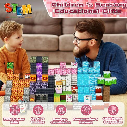 Magnetic Building Blocks - 150PCS Magnet Block Cubes Dark Hell Forest Castle, STEM Toy Building Sets for Kids Age 3+, Montessori Stacking Construction Toys Easter Gift for Boys Girls Age 4-8, 8-12 in Kuwait
