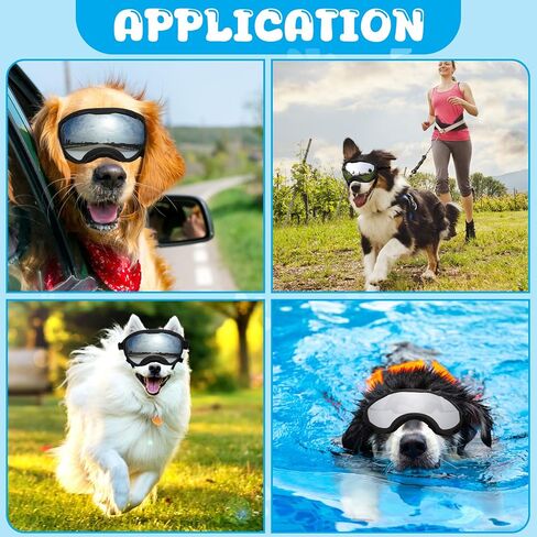 Dog Goggles for Large Dogs, UV Wind Dust Fog Protection, Soft Frame Adjustable Dog Sunglasses, Summer Driving & Winter Snow Eyewear, Tactical Pet Glasses with Elastic Strap (Black) in Saudi Arabia