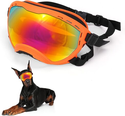 Dog Goggles for Large Dogs, UV Wind Dust Fog Protection, Soft Frame Adjustable Dog Sunglasses, Summer Driving & Winter Snow Eyewear, Tactical Pet Glasses with Elastic Strap (Black) in Saudi Arabia