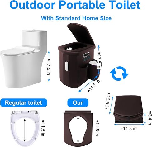 Brarvagur XL Portable Camping Toilets for Adults and Kids, Outdoor Toilet with Lid for Camping, PU Leather Tall Travel Folding Toilet for Trucks Hiking, RoadTrip, Car, Tent and Beach in Saudi Arabia