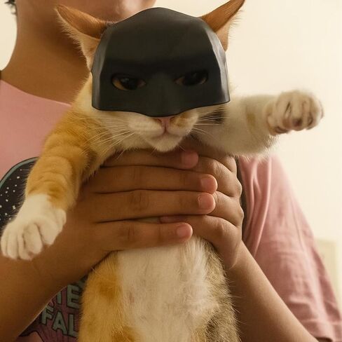 Halloween Cat Mask – Superhero Style Costume for Cats – Soft & Adjustable – One Size 13cm Pet Accessories in Saudi Arabia