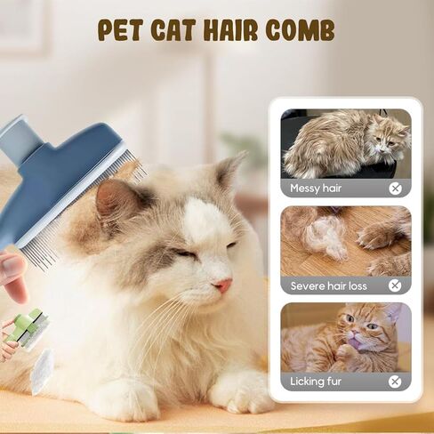 Premium Pet Hair Removal Comb & Flea Comb – Professional Deshedding Brush for Dogs & Cats, Dual-Sided Stainless Steel Teeth (Long & Short), Grooming Tool with Easy Release Button (Green+Orange) in Saudi Arabia