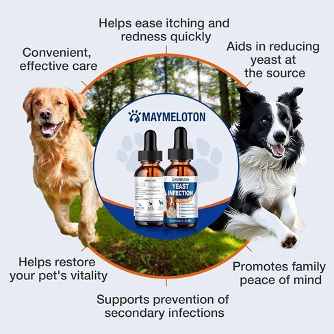 Yeast Infection Treatment for Dogs - Natural Anti Yeast Drops, Ear & Skin Itch Relief, Allergy Symptom Relief, Reduces Inflammation, with Multivitamins Probiotics, 2 Oz in Saudi Arabia