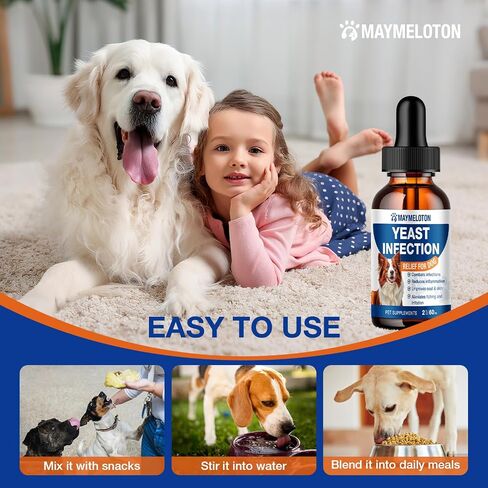 Yeast Infection Treatment for Dogs - Natural Anti Yeast Drops, Ear & Skin Itch Relief, Allergy Symptom Relief, Reduces Inflammation, with Multivitamins Probiotics, 2 Oz in Saudi Arabia