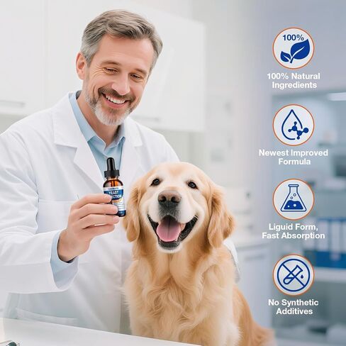 Yeast Infection Treatment for Dogs - Natural Anti Yeast Drops, Ear & Skin Itch Relief, Allergy Symptom Relief, Reduces Inflammation, with Multivitamins Probiotics, 2 Oz in Saudi Arabia
