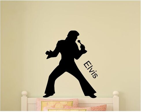 Elvis Wall Decal, Elvis The King Wall Sticker, Music Room Vinyl Decor, Elvis decal, Rock & Roll, Music Art Mural, Music City, Elvis Presley Print 110 (8 inches wide X 10 inches tall) in Saudi Arabia