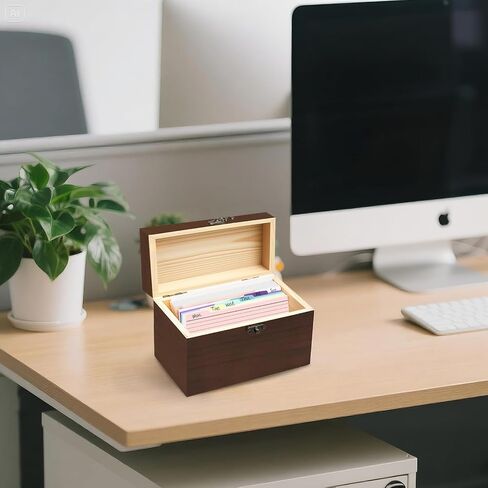 Solid Wood 4x6 Index Card Organizer with 5 Dividers | Rolodex & Recipe Box Storage | Holds 200+ Cards for Home/Kitchen in Saudi Arabia