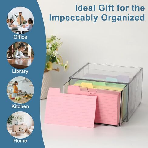 BTSKY CLEAR 3 × 5 بوصة فهرس مخزّن درج بطاقة فهرس بلاستيكي لمكتب مكتب Notecard Box وصفة بطاقات وميضات ، وصفة ، وصفة تخزين مربع ، حامل الصورة in Kuwait
