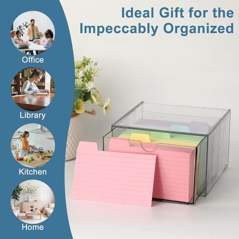 BTSKY CLEAR 3 × 5 بوصة فهرس مخزّن درج بطاقة فهرس بلاستيكي لمكتب مكتب Notecard Box وصفة بطاقات وميضات ، وصفة ، وصفة تخزين مربع ، حامل الصورة in Kuwait