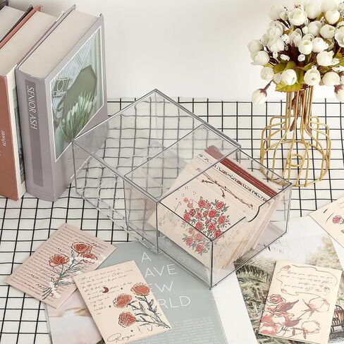 BTSKY CLEAR 3 × 5 بوصة فهرس مخزّن درج بطاقة فهرس بلاستيكي لمكتب مكتب Notecard Box وصفة بطاقات وميضات ، وصفة ، وصفة تخزين مربع ، حامل الصورة in Kuwait