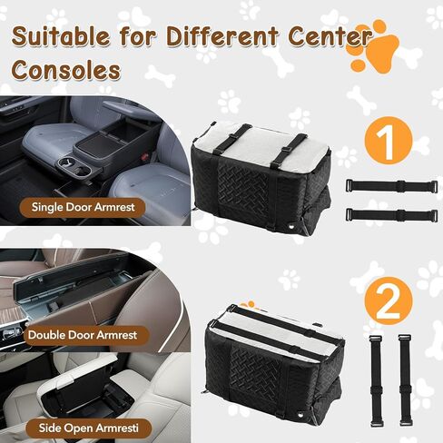 Center Console Dog Car Seat for Small Dogs Cats (Up to 15 lbs) - Washable, Foldable Pet Booster Seat with Safety Hooks, Adjustable Straps & Storage Pocket in Saudi Arabia