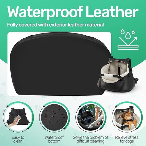 YUDODO Small Dog Car Seat Under 8lbs Luxury PU Leather Dog Booster Seat with Safety Belt, Soft Cushion, Can be Used as Pet Front Carrier Backpack Black in Saudi Arabia