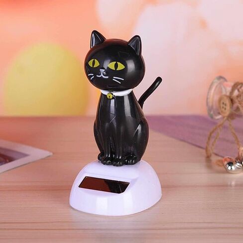 Black Solar Cat Kits Doll Dancing Cat Figure Car Ornament,Dancing Kits Ornament Solar Powered Car Dashboard Interior Decoration Desktop Decor Gift Window Party Car Desk Home Learning and Education in Saudi Arabia