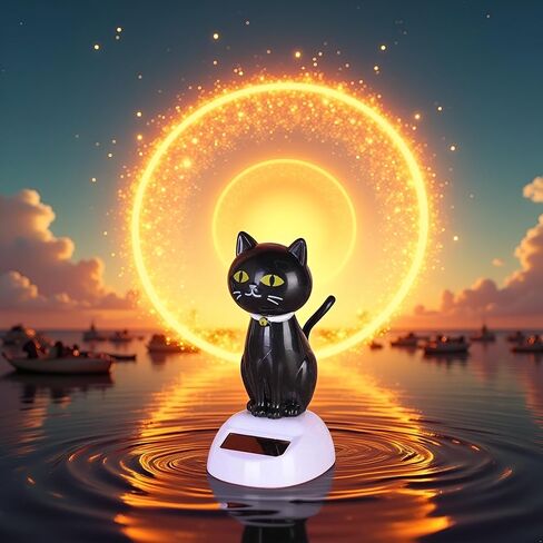 Black Solar Cat Kits Doll Dancing Cat Figure Car Ornament,Dancing Kits Ornament Solar Powered Car Dashboard Interior Decoration Desktop Decor Gift Window Party Car Desk Home Learning and Education in Saudi Arabia