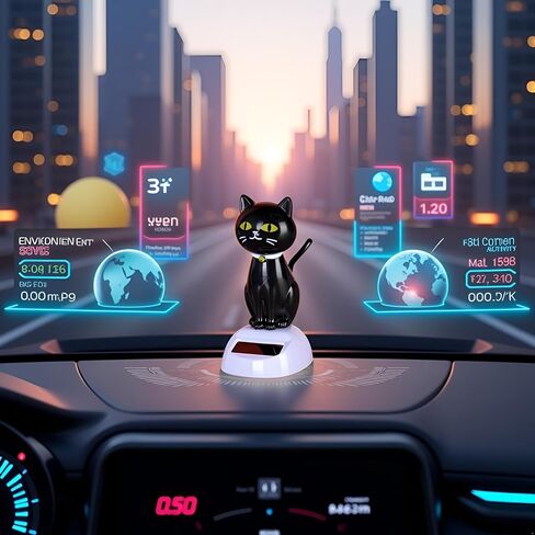 Black Solar Cat Kits Doll Dancing Cat Figure Car Ornament,Dancing Kits Ornament Solar Powered Car Dashboard Interior Decoration Desktop Decor Gift Window Party Car Desk Home Learning and Education in Saudi Arabia