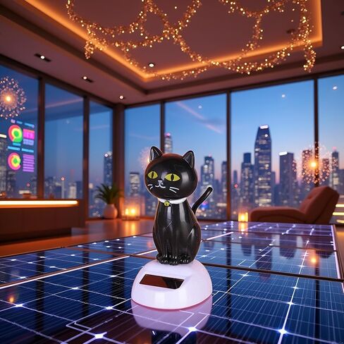 Black Solar Cat Kits Doll Dancing Cat Figure Car Ornament,Dancing Kits Ornament Solar Powered Car Dashboard Interior Decoration Desktop Decor Gift Window Party Car Desk Home Learning and Education in Saudi Arabia