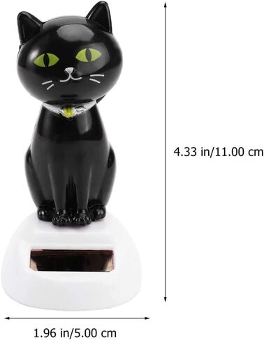 Black Solar Cat Kits Doll Dancing Cat Figure Car Ornament,Dancing Kits Ornament Solar Powered Car Dashboard Interior Decoration Desktop Decor Gift Window Party Car Desk Home Learning and Education in Saudi Arabia