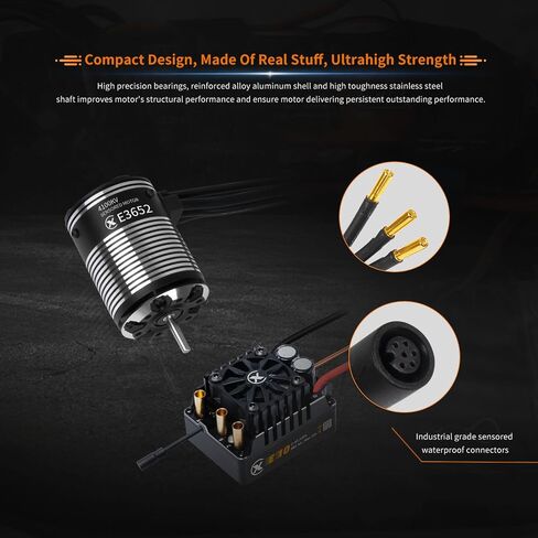 XC E3652 & E10 Sensored Brushless Motor and ESC Combo for RC Car,2-3S Lipo,IP67 Water Proof,Applicable to:1/10 On-Road,Off-Road,Short Course(Light Load) (3300KV+E10) in Saudi Arabia