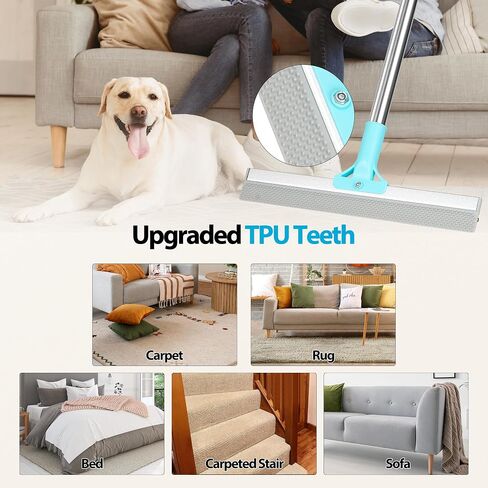 أشعل النار في السجاد لأداة إزالة الشعر للحيوانات الأليفة ، 2025 جيلًا جديدًا 2 في 1 TPU و Rake Rake Teeth Hair Remover مع مقبض طويل قابل للتعديل ، قابلة لإعادة الاستخدام ، Cat Dog Cleaner Brake Brake in Saudi Arabia