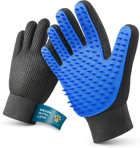 قفازات Cat & Dog Grooming للتخلص-قفازات Pet Pet Pet 2-in-1 Deshedding Brush & Massage Mitt | مثالي للشعر الطويل والقصير (زوج واحد) in Saudi Arabia