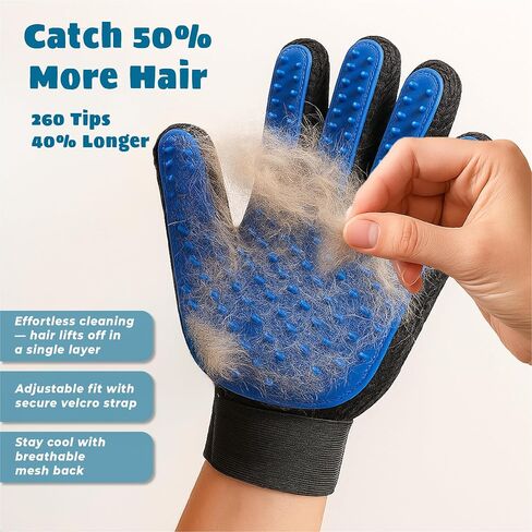 قفازات Cat & Dog Grooming للتخلص-قفازات Pet Pet Pet 2-in-1 Deshedding Brush & Massage Mitt | مثالي للشعر الطويل والقصير (زوج واحد) in Saudi Arabia
