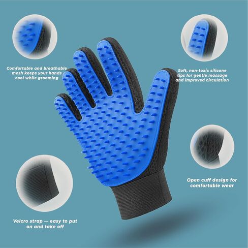 قفازات Cat & Dog Grooming للتخلص-قفازات Pet Pet Pet 2-in-1 Deshedding Brush & Massage Mitt | مثالي للشعر الطويل والقصير (زوج واحد) in Saudi Arabia