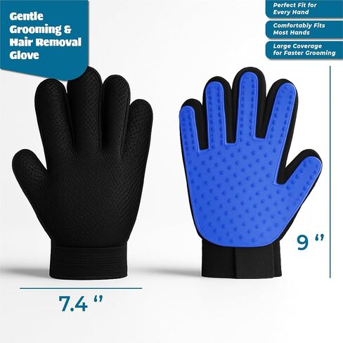 قفازات Cat & Dog Grooming للتخلص-قفازات Pet Pet Pet 2-in-1 Deshedding Brush & Massage Mitt | مثالي للشعر الطويل والقصير (زوج واحد) in Saudi Arabia