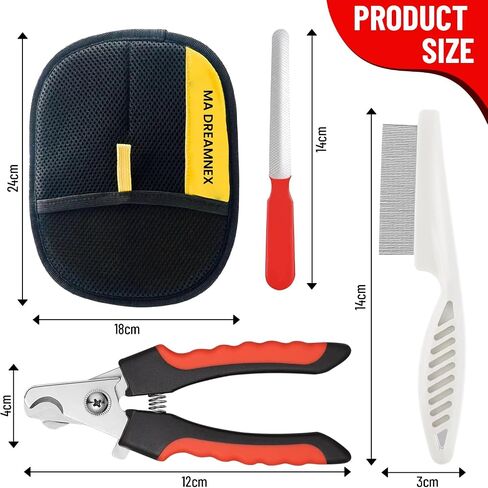 Ma Dreamiex Pet Hair Radival Glove for Cats & Dogs ، تم ترقيته حديثًا قابلة لإزالة الشعر الكهربائي القابل لإزالة الشعر الأليفة القفاز المحترف ، مجموعة من 4 قطع مع مقص الأظافر ، ملف معدني ، مشط. in Saudi Arabia