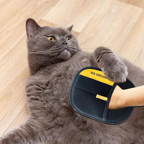 Ma Dreamiex Pet Hair Radival Glove for Cats & Dogs ، تم ترقيته حديثًا قابلة لإزالة الشعر الكهربائي القابل لإزالة الشعر الأليفة القفاز المحترف ، مجموعة من 4 قطع مع مقص الأظافر ، ملف معدني ، مشط. in Saudi Arabia