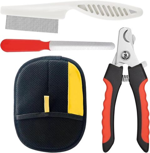 Ma Dreamiex Pet Hair Radival Glove for Cats & Dogs ، تم ترقيته حديثًا قابلة لإزالة الشعر الكهربائي القابل لإزالة الشعر الأليفة القفاز المحترف ، مجموعة من 4 قطع مع مقص الأظافر ، ملف معدني ، مشط. in Saudi Arabia