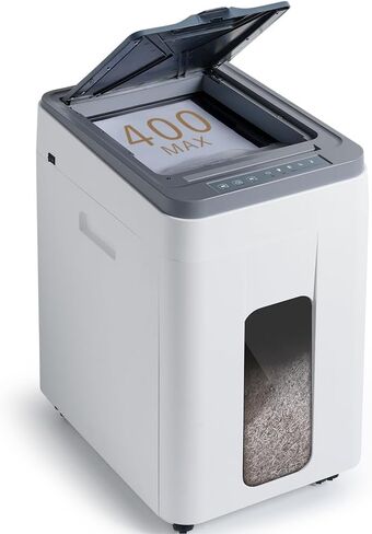 Heavy Duty Paper Shredder: 400 Sheets Auto Feed - Micro Cut P5 Security - Jam Proof Document Shred Machine - 13.2 Gallon Pullout Basket with Wheels for Home/Office/Commercial Use in Saudi Arabia
