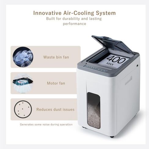 Heavy Duty Paper Shredder: 400 Sheets Auto Feed - Micro Cut P5 Security - Jam Proof Document Shred Machine - 13.2 Gallon Pullout Basket with Wheels for Home/Office/Commercial Use in Saudi Arabia