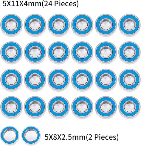 متوافق مع Tamiya GF-01 TL-01 WR-01 ترقيات CAR ترقيات قطع الغيار 4 مم/2.5 مم 26PCS محمل محمل مختومة RC KIT RC. in Kuwait