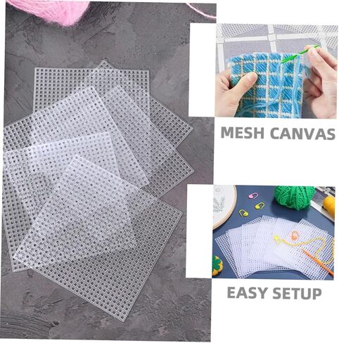 Tehaux 20pcs لوحة شبكات من القماش البلاستيكي من أجل خياطة دقة من البلاستيك الحرف الدقيق لتطريز حياكة ومشاريع الكروشيه تصميم شفاف لسهولة وضوح الخيط in Saudi Arabia