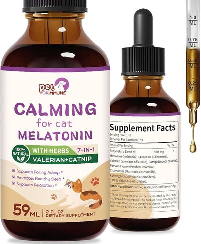 قطرات التهدئة الطبيعية Cat Melatonin ، ودعم النوم والنوم الصحي ، وملحق الاسترخاء المستخلص العشبي مع L-theanine ، و Valerian ، و Catnip ، و Fassion Flower و Chamomile. 2 أوقية in Kuwait