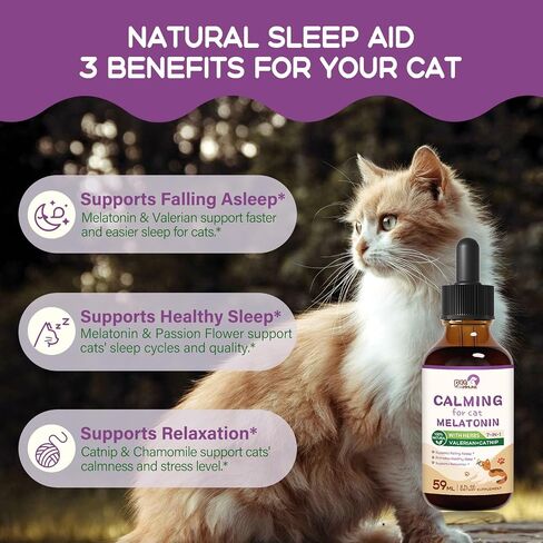 قطرات التهدئة الطبيعية Cat Melatonin ، ودعم النوم والنوم الصحي ، وملحق الاسترخاء المستخلص العشبي مع L-theanine ، و Valerian ، و Catnip ، و Fassion Flower و Chamomile. 2 أوقية in Kuwait