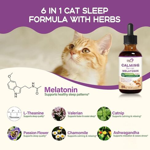 قطرات التهدئة الطبيعية Cat Melatonin ، ودعم النوم والنوم الصحي ، وملحق الاسترخاء المستخلص العشبي مع L-theanine ، و Valerian ، و Catnip ، و Fassion Flower و Chamomile. 2 أوقية in Kuwait