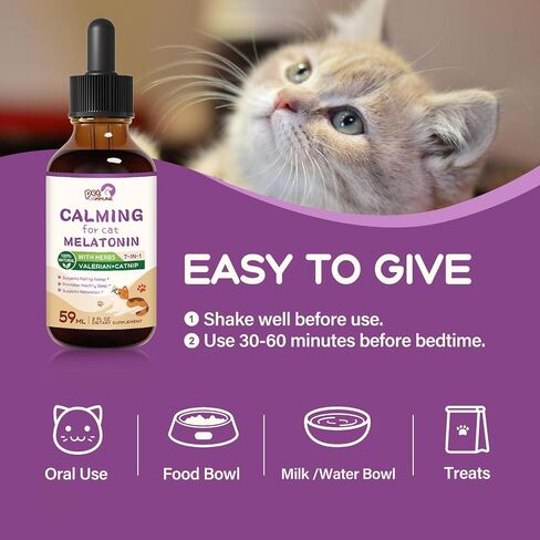 قطرات التهدئة الطبيعية Cat Melatonin ، ودعم النوم والنوم الصحي ، وملحق الاسترخاء المستخلص العشبي مع L-theanine ، و Valerian ، و Catnip ، و Fassion Flower و Chamomile. 2 أوقية in Kuwait